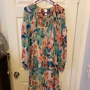 H&M Flowy Boho Maxi Dress Sz L